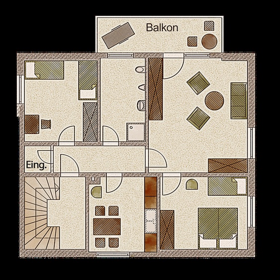 Die Raumaufteilung der Ferienwohnung Nr. 5
