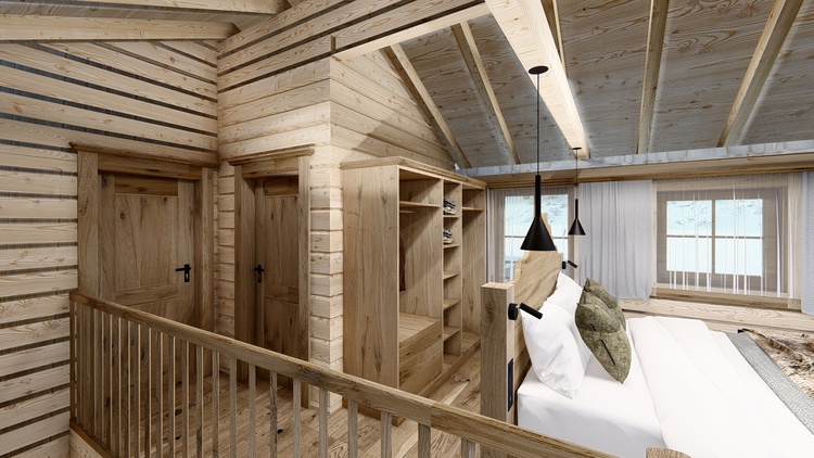 Kinderzimmer mit Etagenbett und Bad mit Dusche/WC