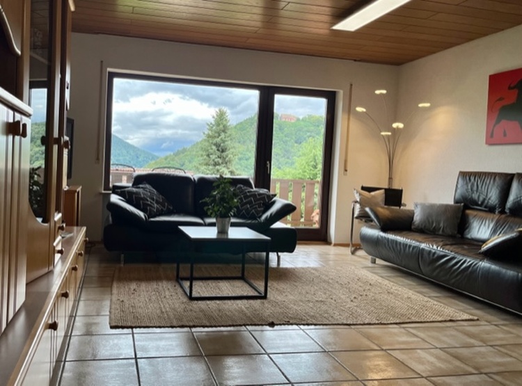 Wohnzimmer mit Zugang zum Balkon