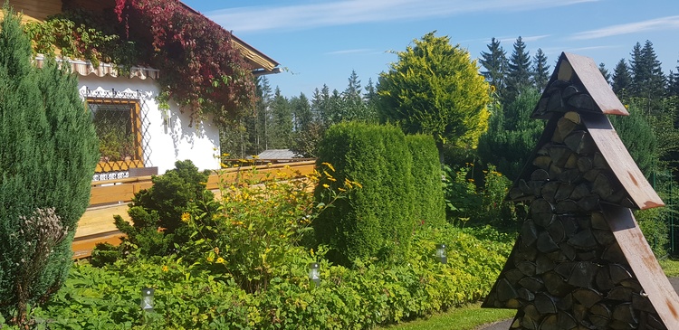 Blumengarten vorm Haus