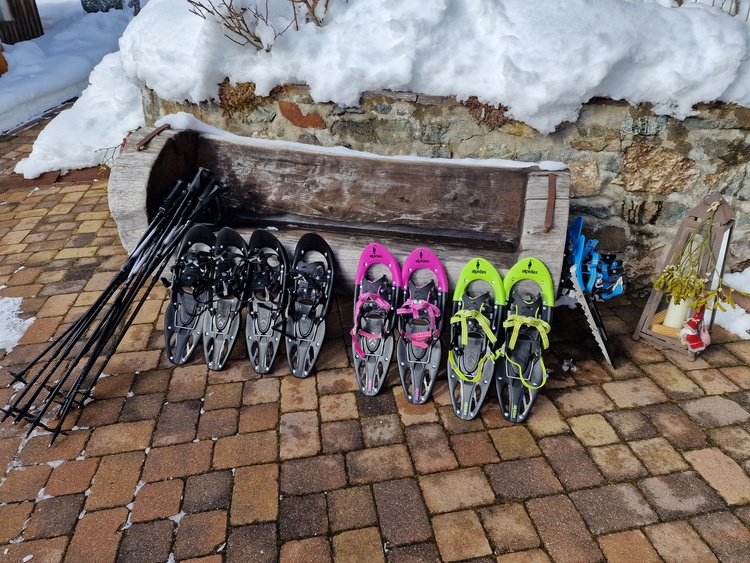 Schneeschuhwandern , Schneeschuhe vor Ort
