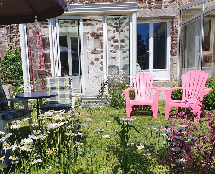 Wintergarten und Eingang zum Ferienhaus Malve