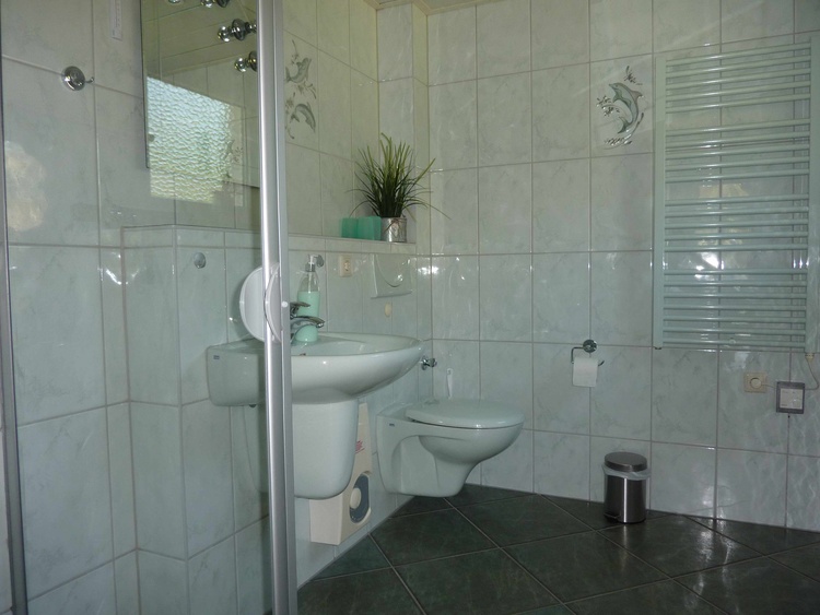 großzügiges Bad mit Glasdusche