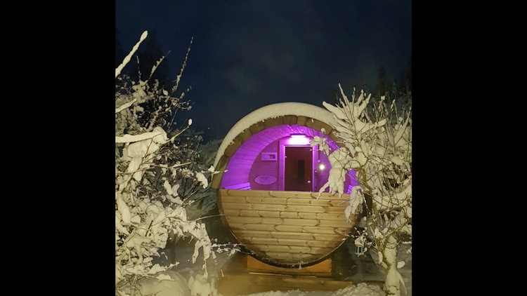 Panoramasauna in der Winterlandschaft