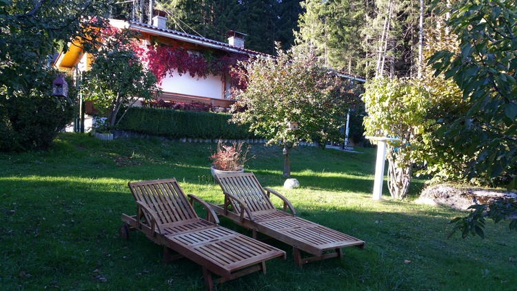 Liegen, Sonnenschirm und Auflagen im Garten