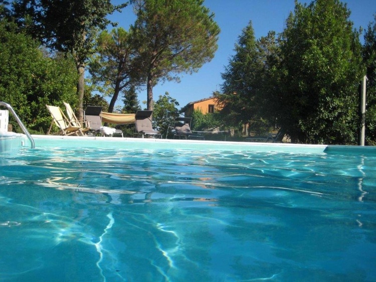 Der große Pool im parkähnlichen Garten